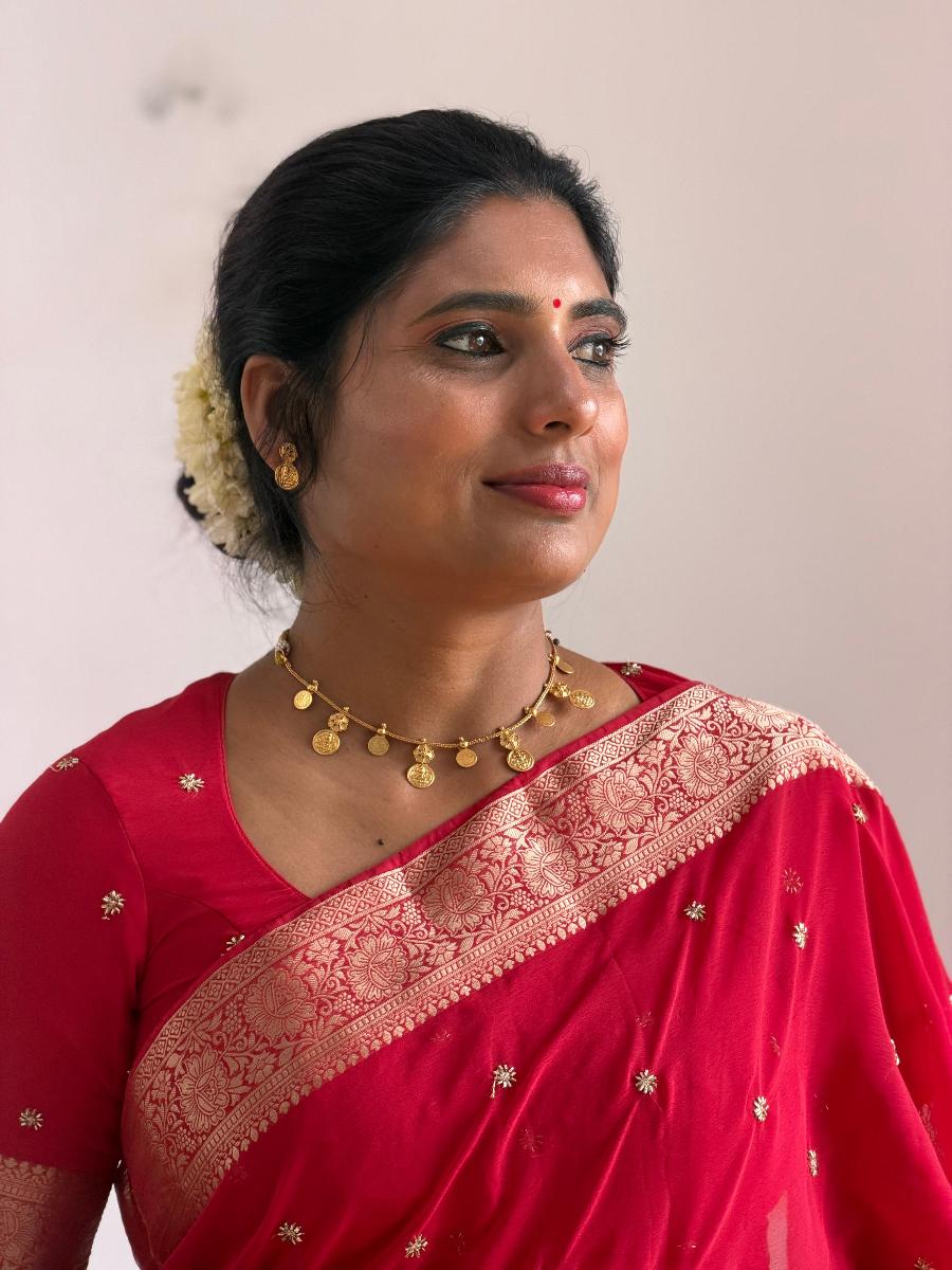 Lakshmi Coin Floral Necklace