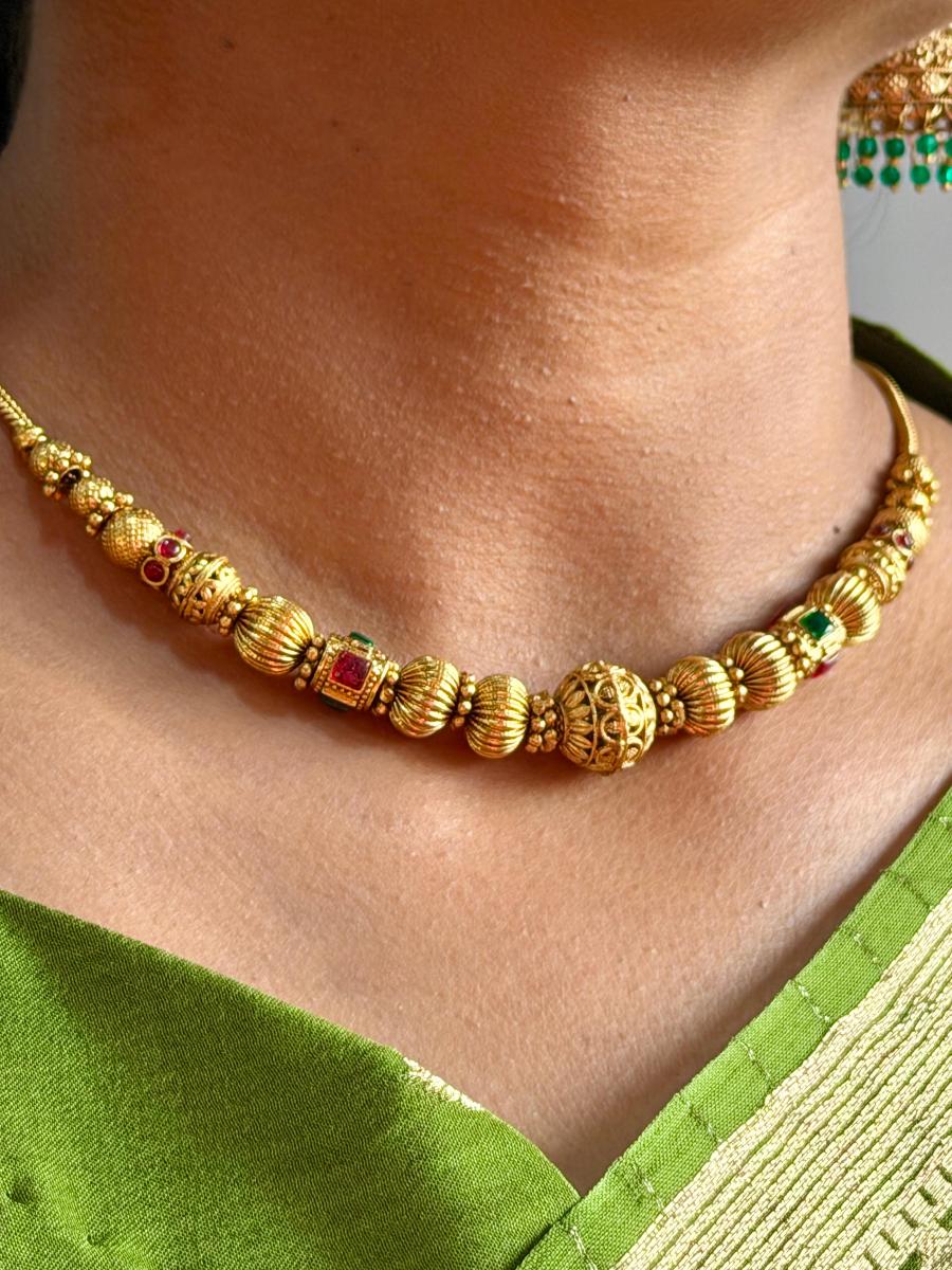 Antique Gold Bead Necklace