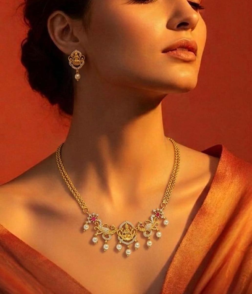 Lakshmi AD Stone Pearl Necklace 