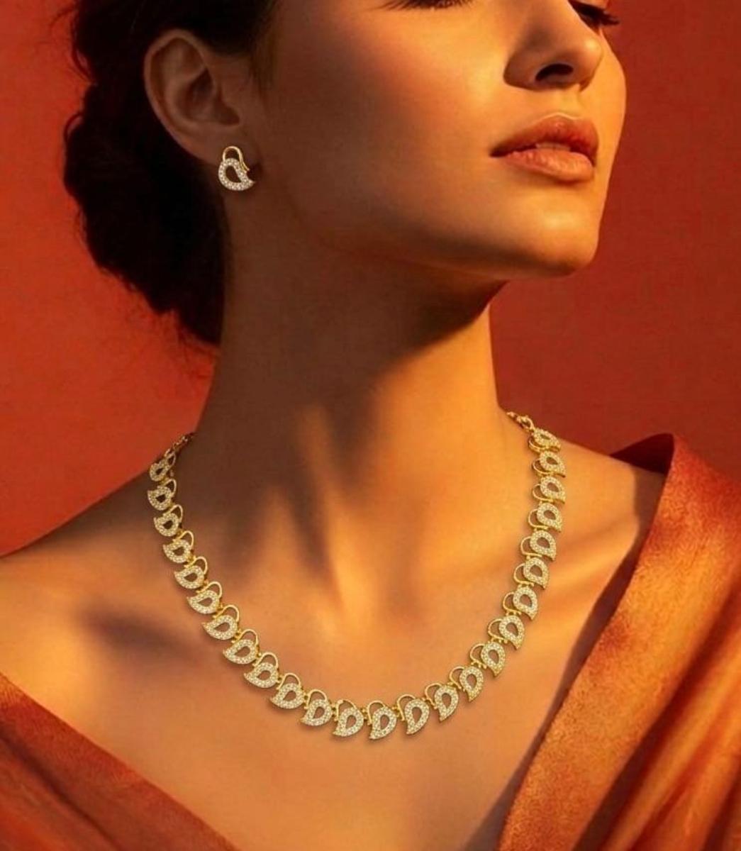  AD Stone Mango Necklace 