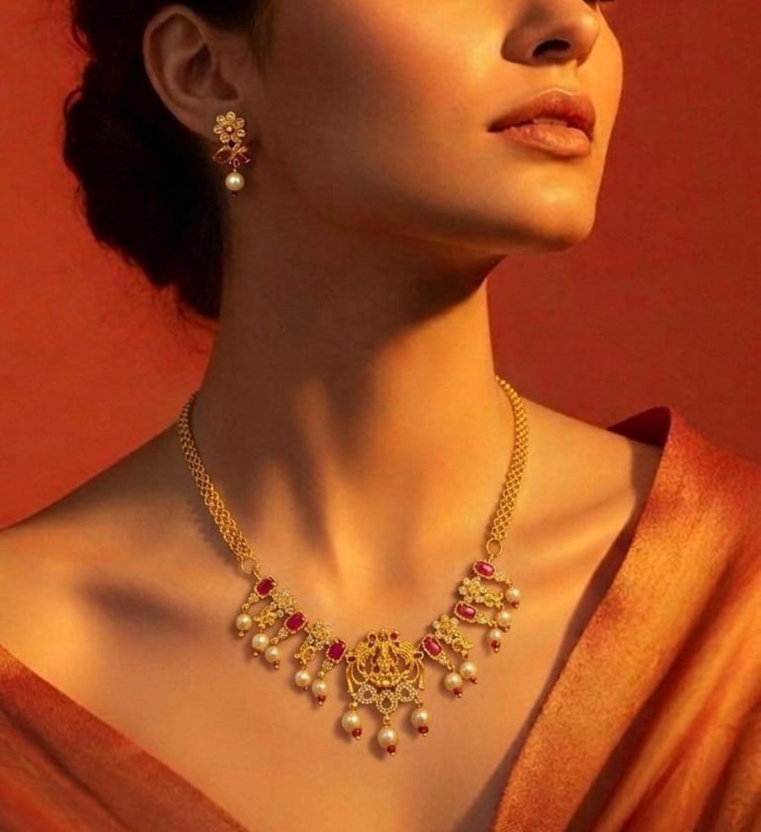 Lakshmi Ruby and Pearls Necklace