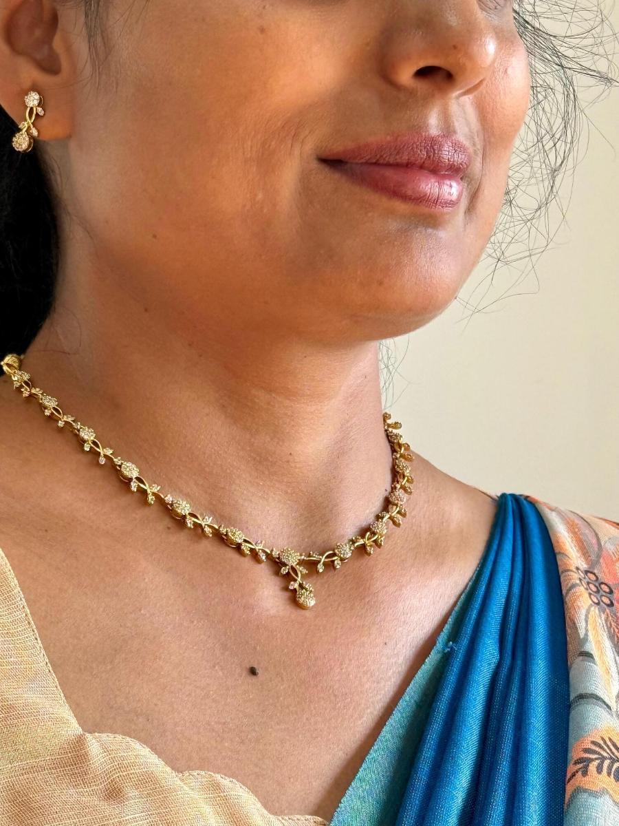 Floral AD Stone Necklace