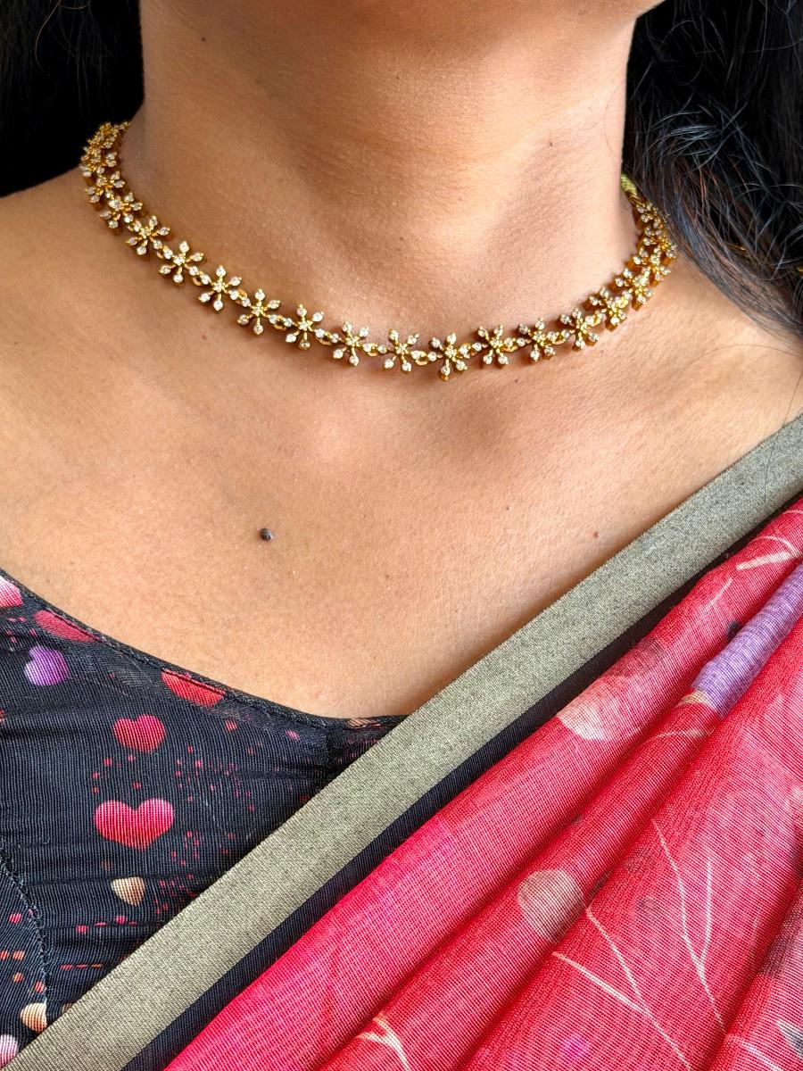AD Stone Floral Necklace  