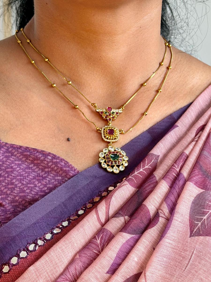 Multi Pendant 2 Layer Chain