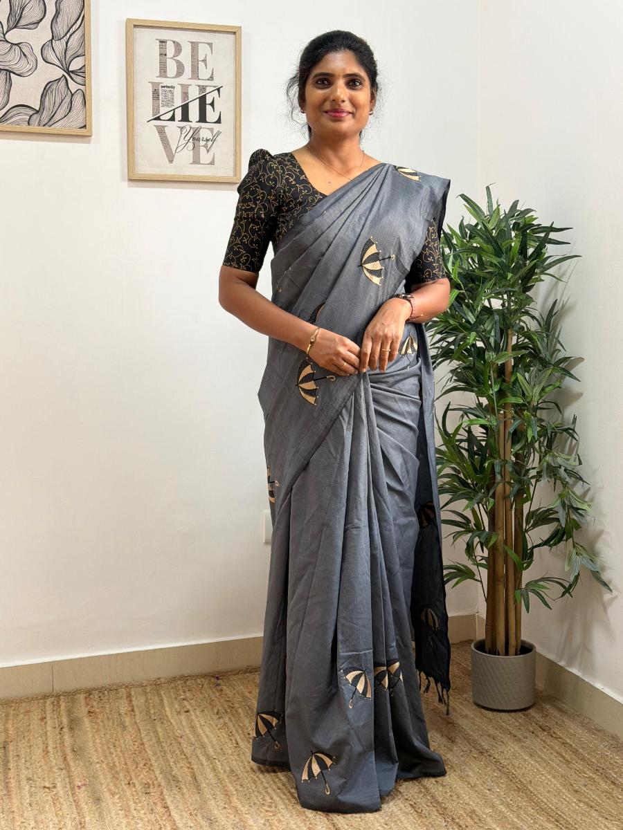 Rathi Embroidery With Ready Wear Blouse