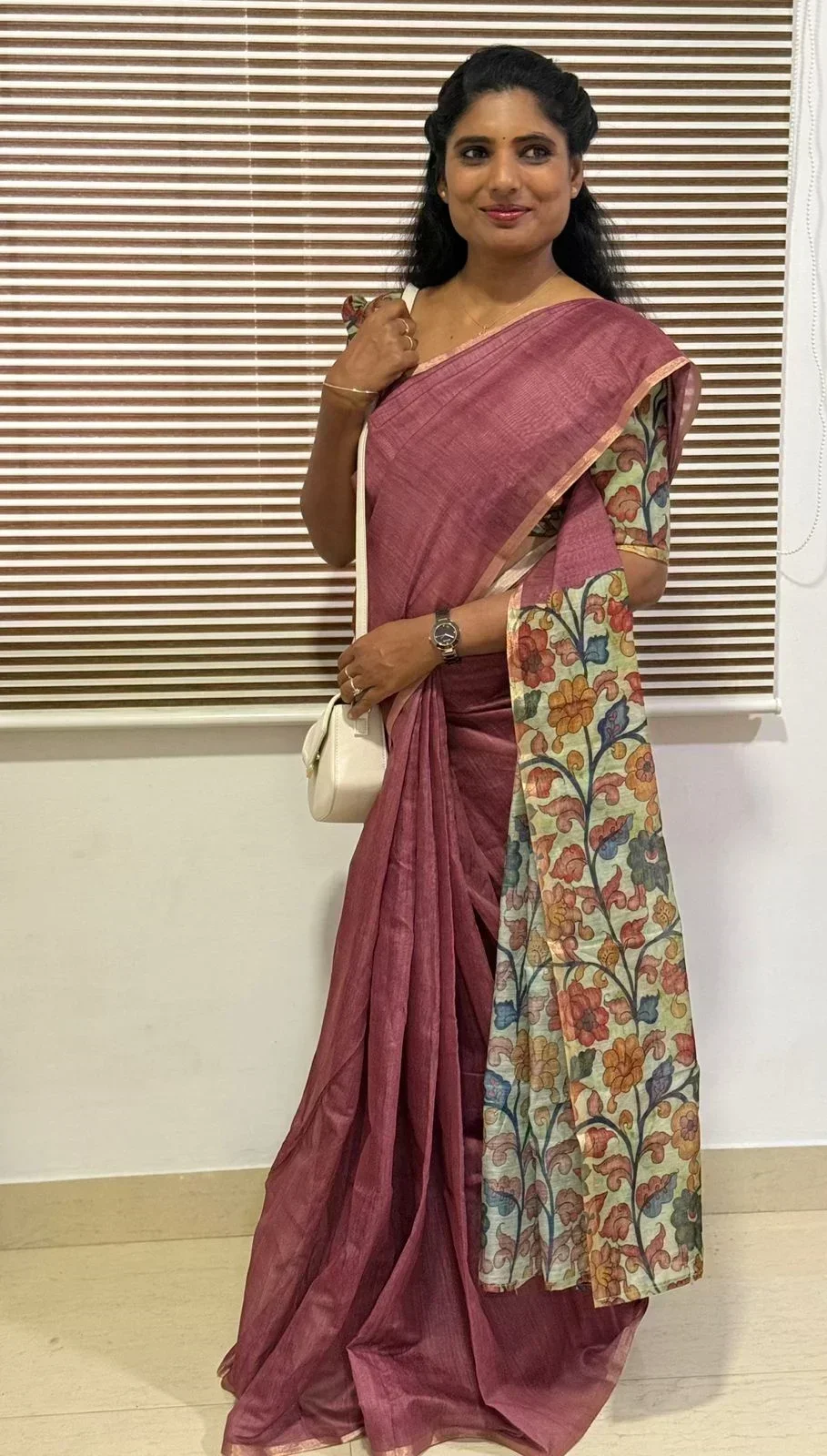 Chanderi Linen With Ready Wear Blouse