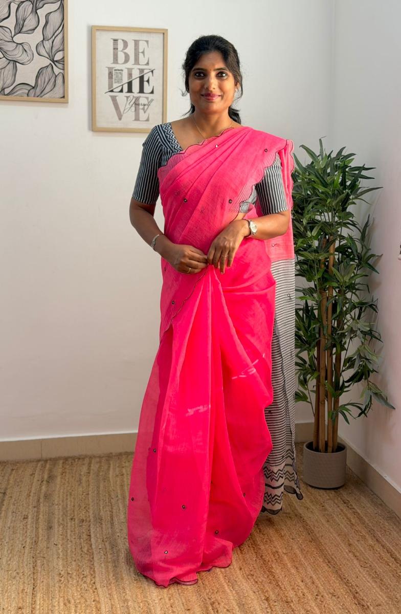 Mirror Linen With Ready Wear Blouse