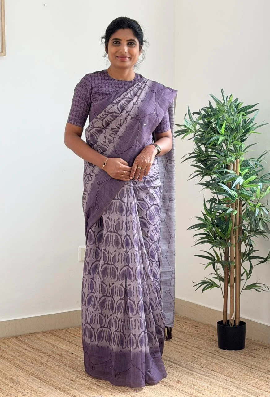 Mirror Chanderi With Ready Wear Blouse
