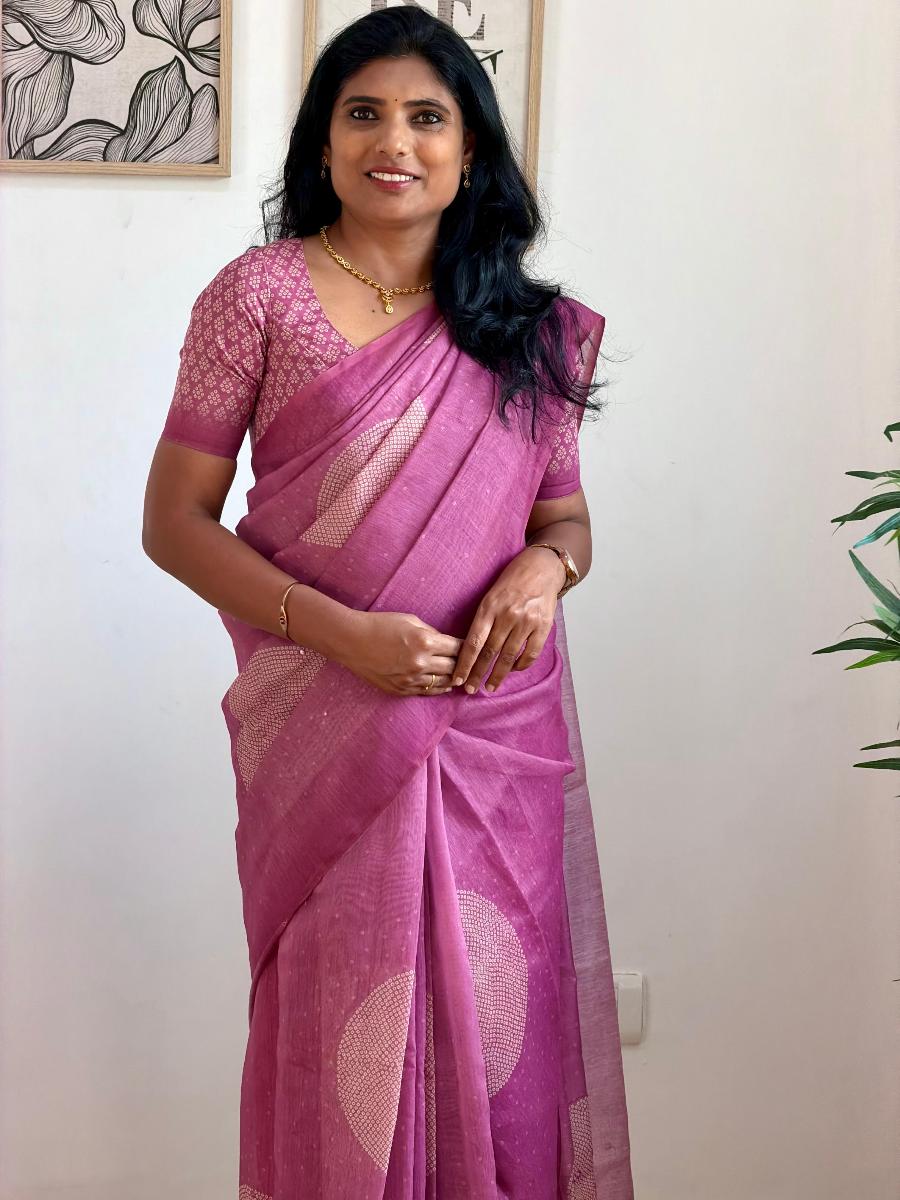 Chanderi Mirror With Ready Wear Blouse