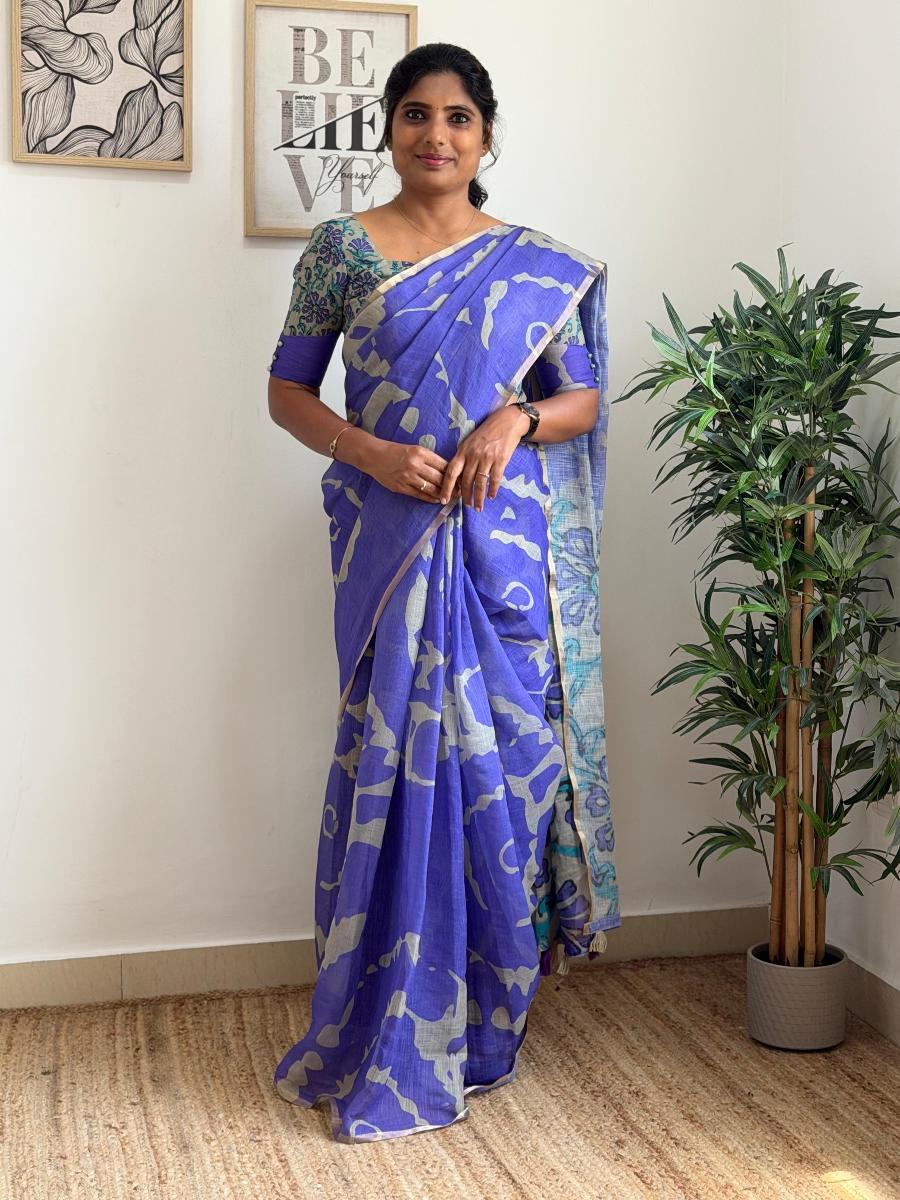 Shibori Linen With Ready Wear Blouse