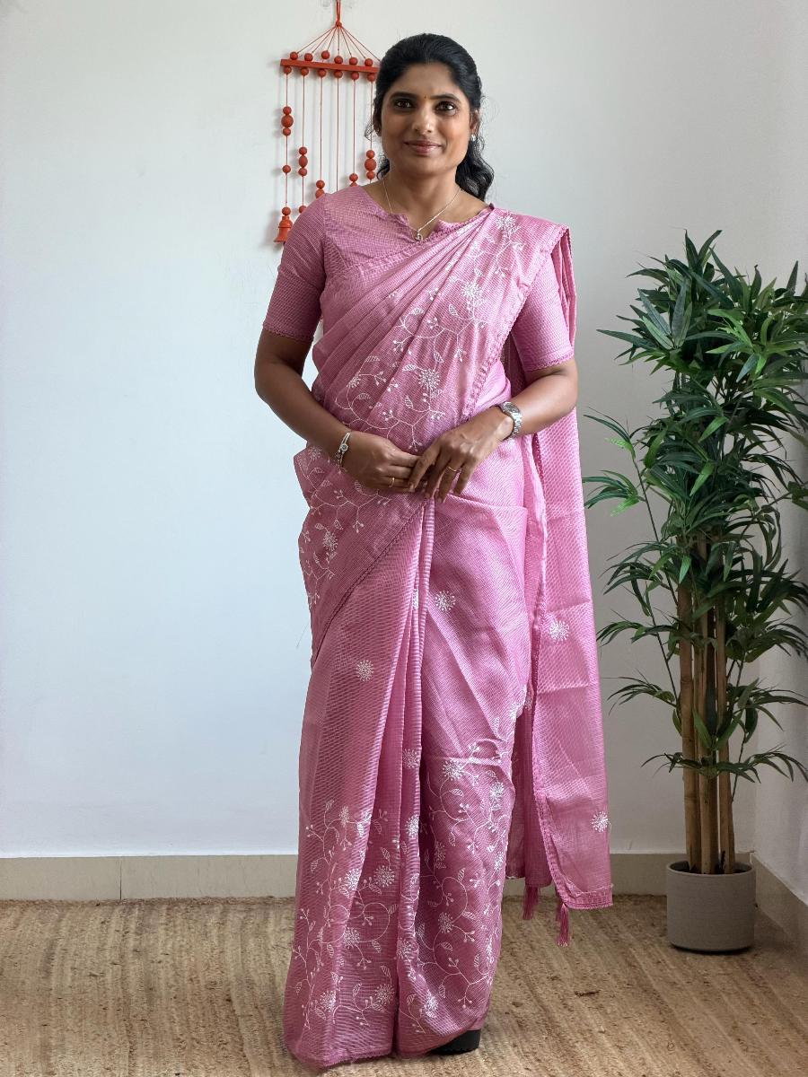 Kota Embroidery With Ready Wear Blouse 
