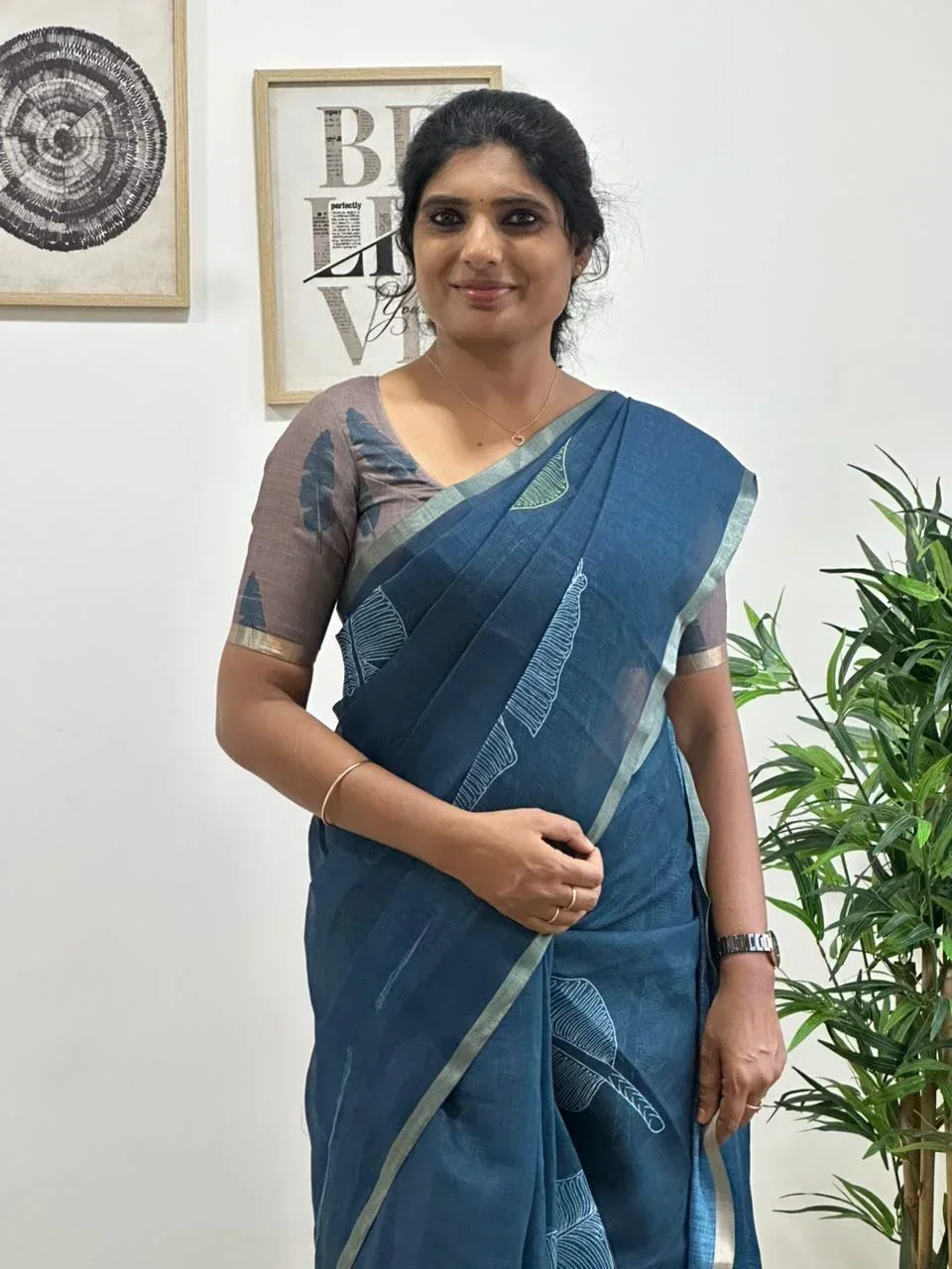 Leafy Linen With Ready Wear Blouse