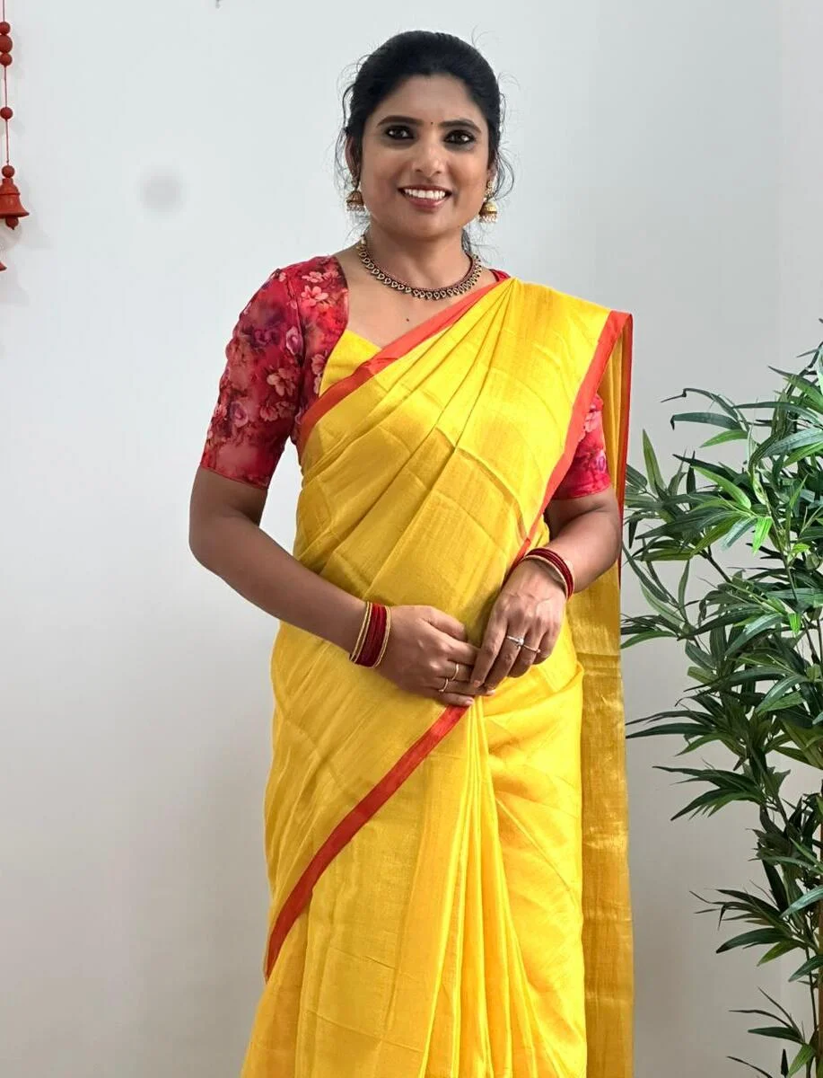 Tissue Khadi With Ready Wear Blouse 