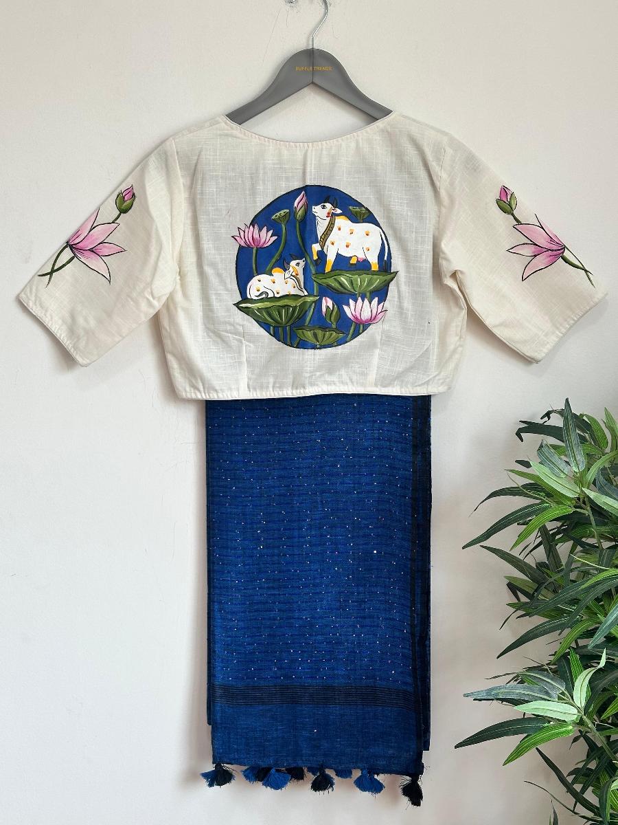Premium Linen With Ready Wear Blouse 