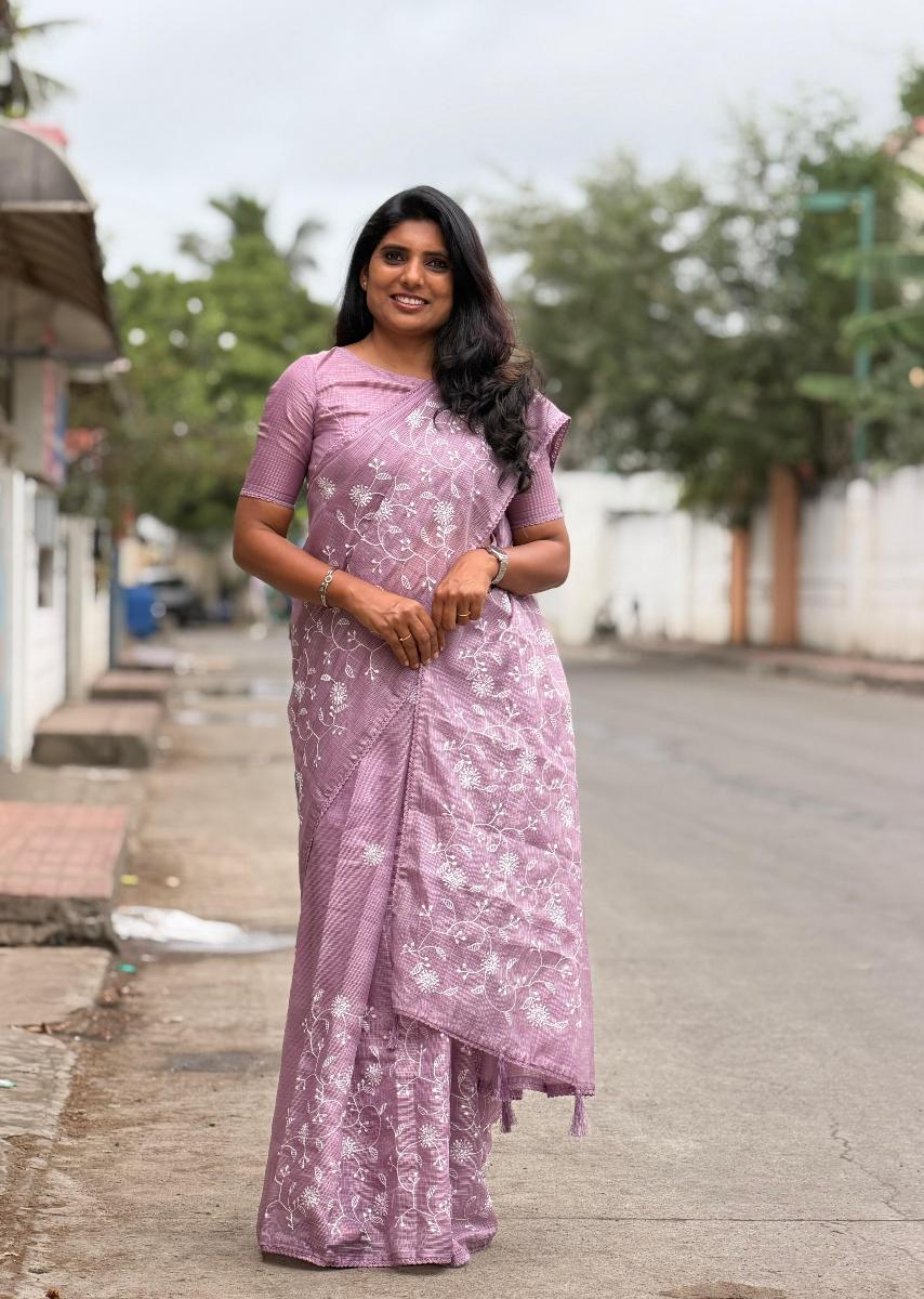 Kota Embroidery With Ready Wear Blouse  