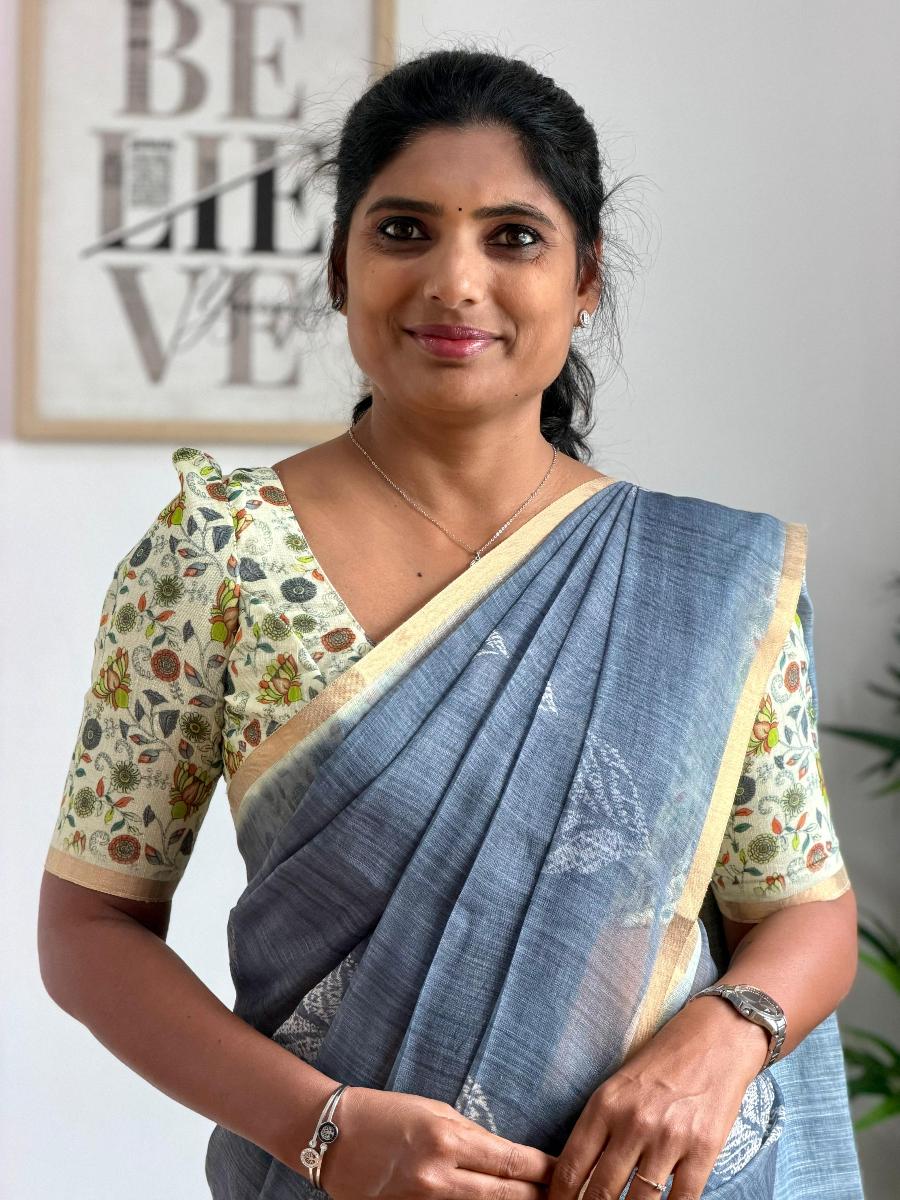 Pine Linen With Ready Wear Blouse  