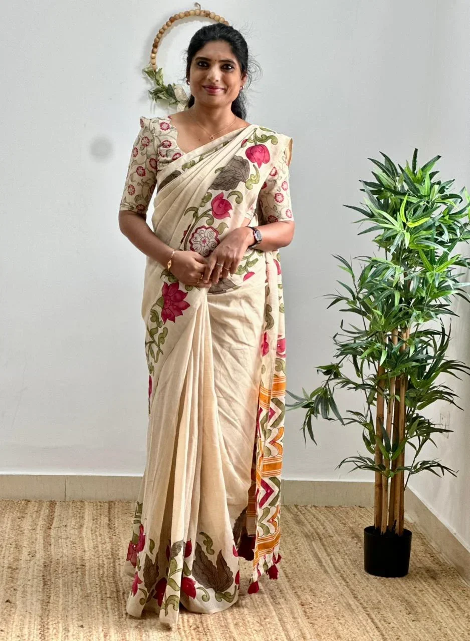 Mirror Linen With Ready Wear Blouse 