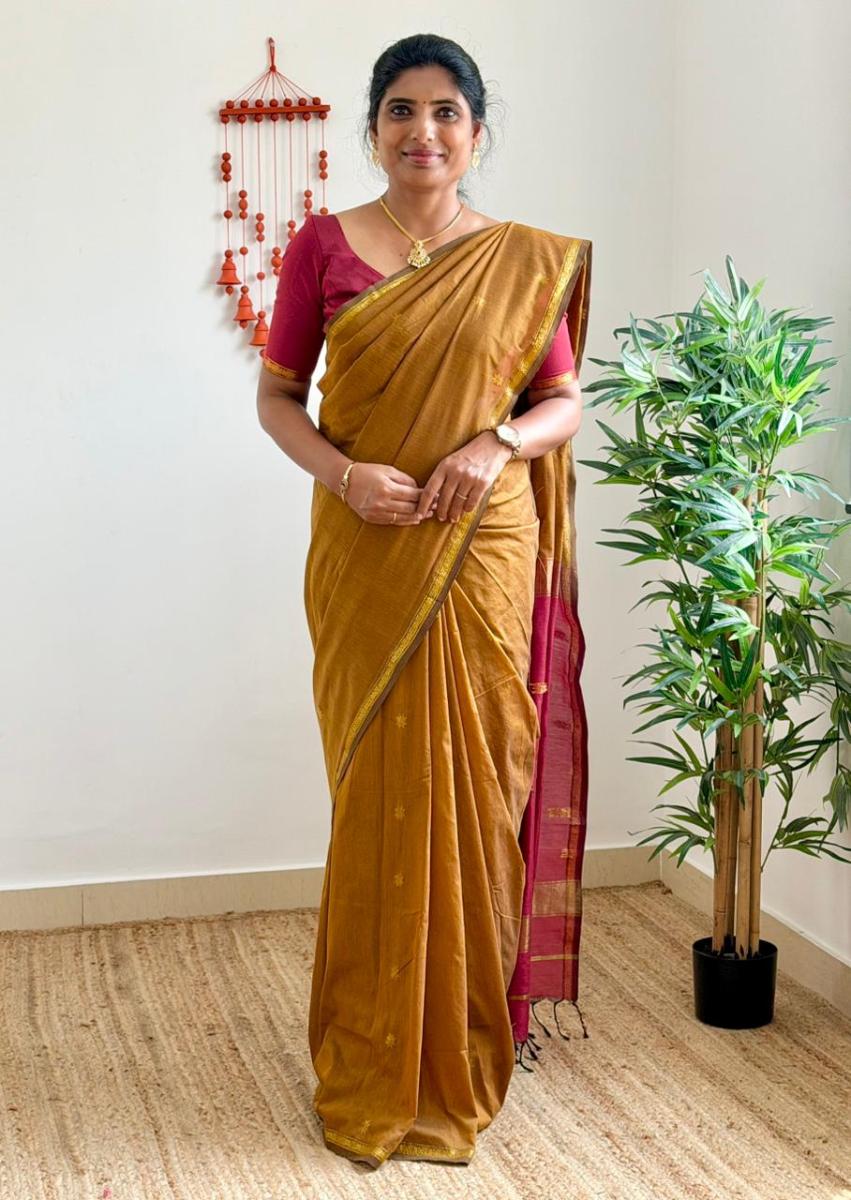 Kalyani Cotton With Ready Wear Blouse  