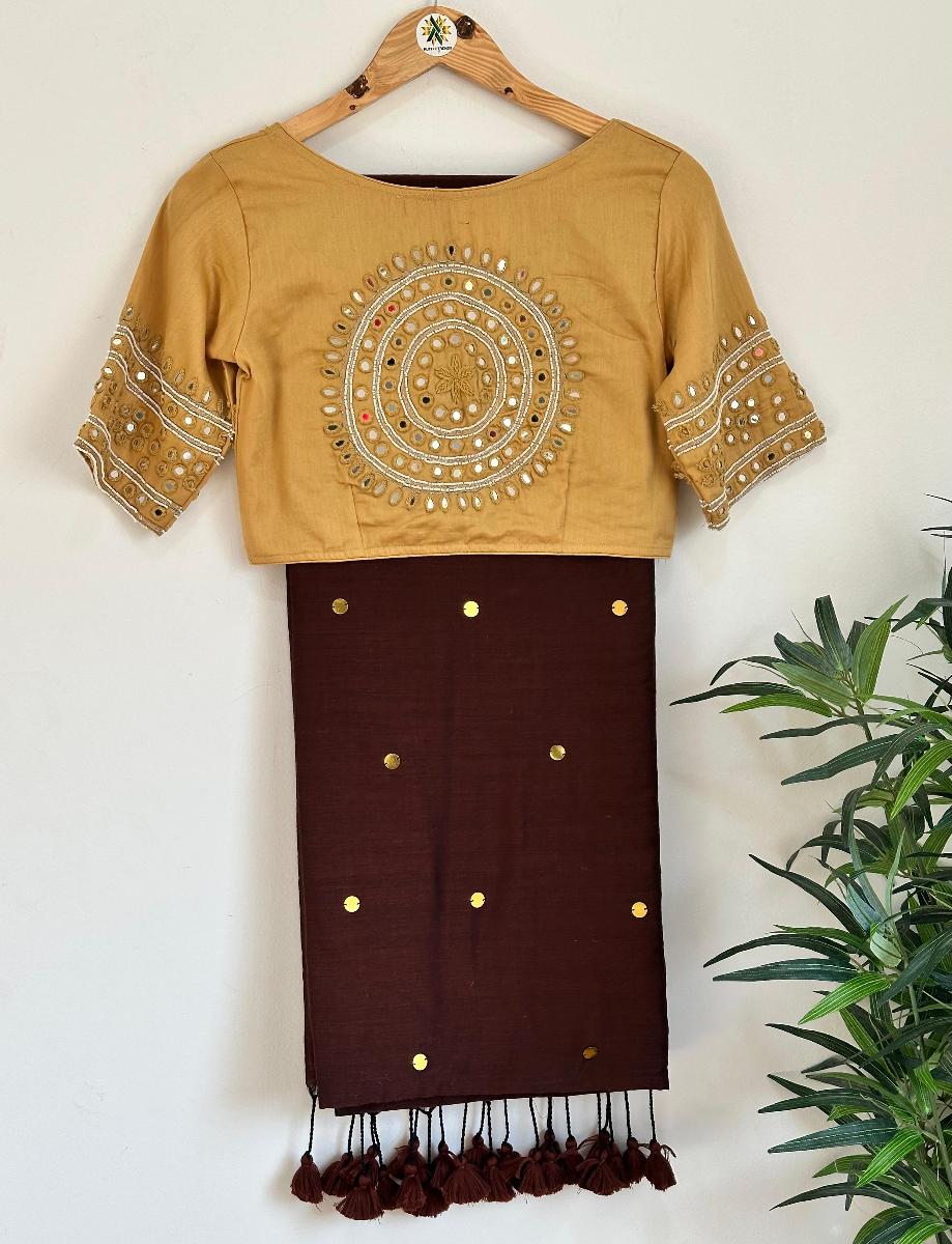 Diva Mirror Khadi With Ready Wear Blouse  