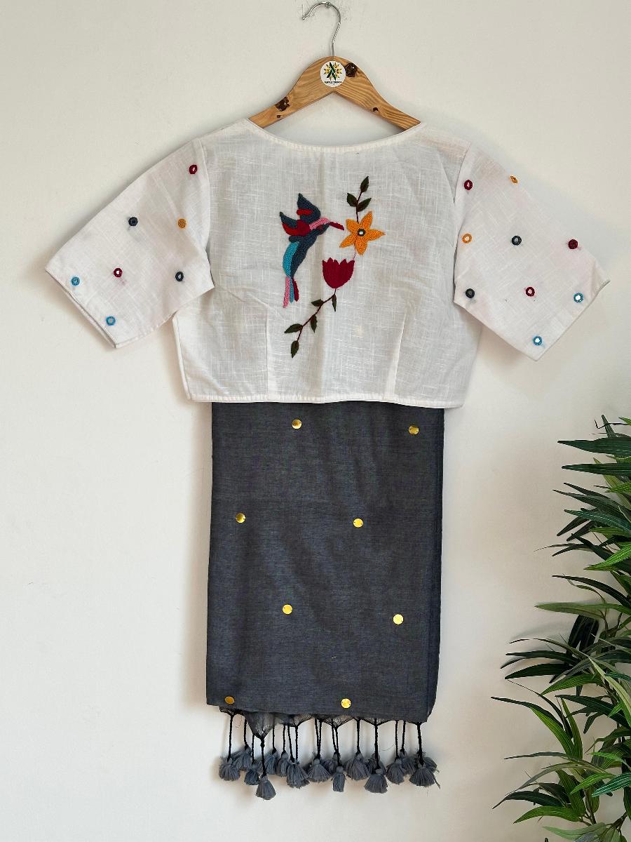 Diva Mirror Khadi With Ready Wear Blouse  