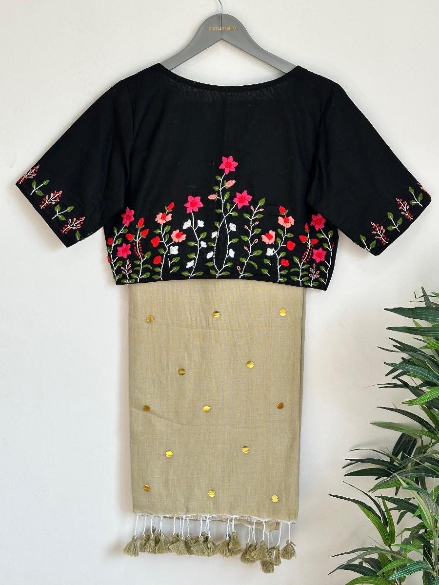 Diva Mirror Khadi With Ready Wear Blouse  