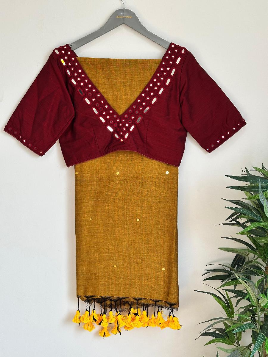 Diva Mirror Khadi With Ready Wear Blouse  
