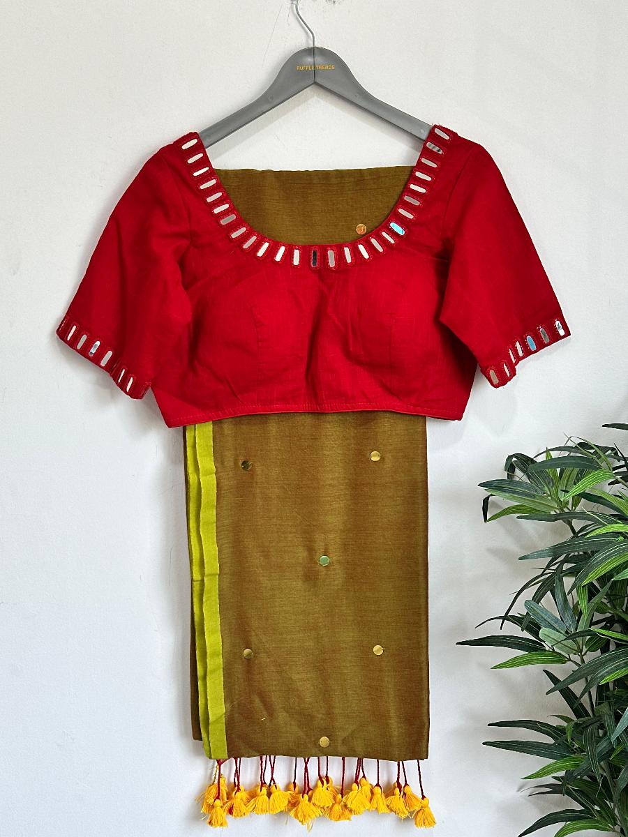 Diva Mirror Khadi With Ready Wear Blouse 