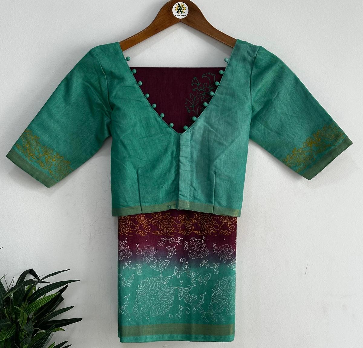 Plum With Ready Wear Blouse 