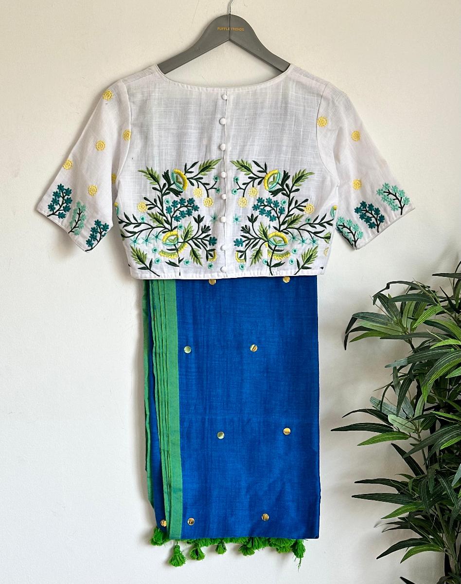 Diva Mirror Khadi With Ready Wear Blouse  RM