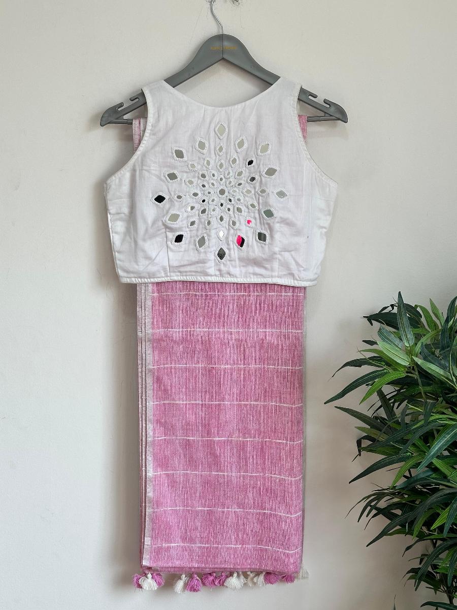 Premium Linen With Ready Wear Blouse 