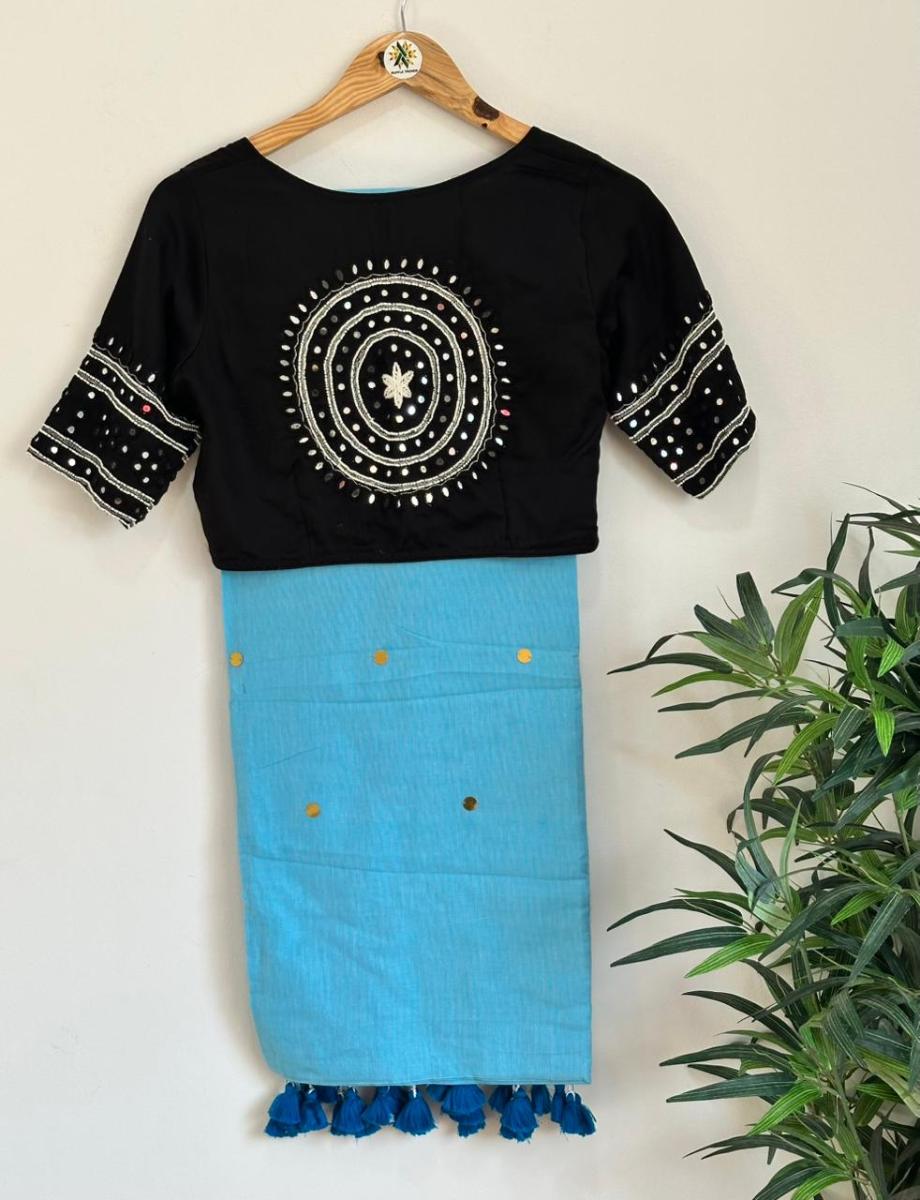 Diva Mirror Khadi With Ready Wear Blouse  