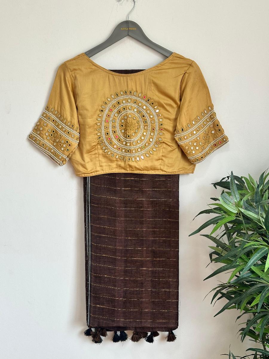 Premium Linen With Ready Wear Blouse