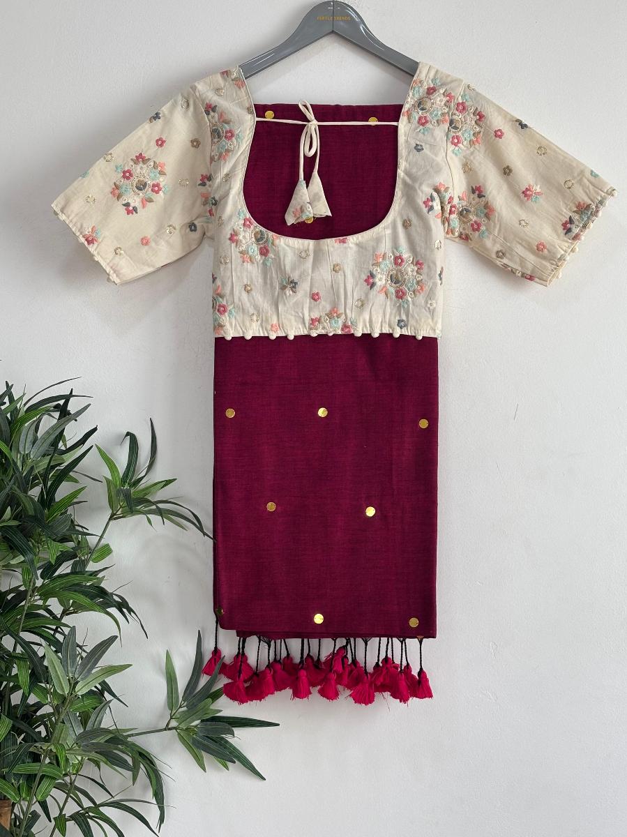 Diva Mirror Khadi With Ready Wear Blouse  