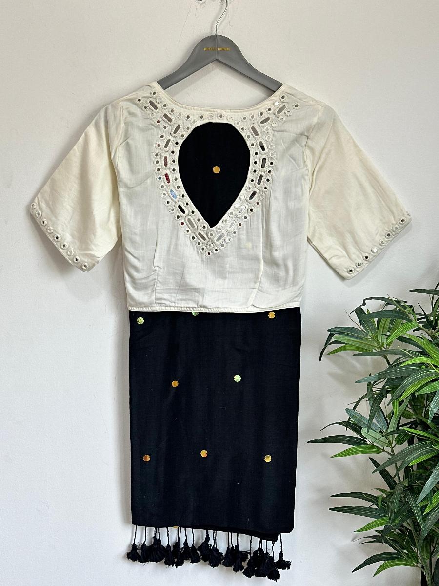 Diva Mirror Khadi With Ready Wear Blouse   
