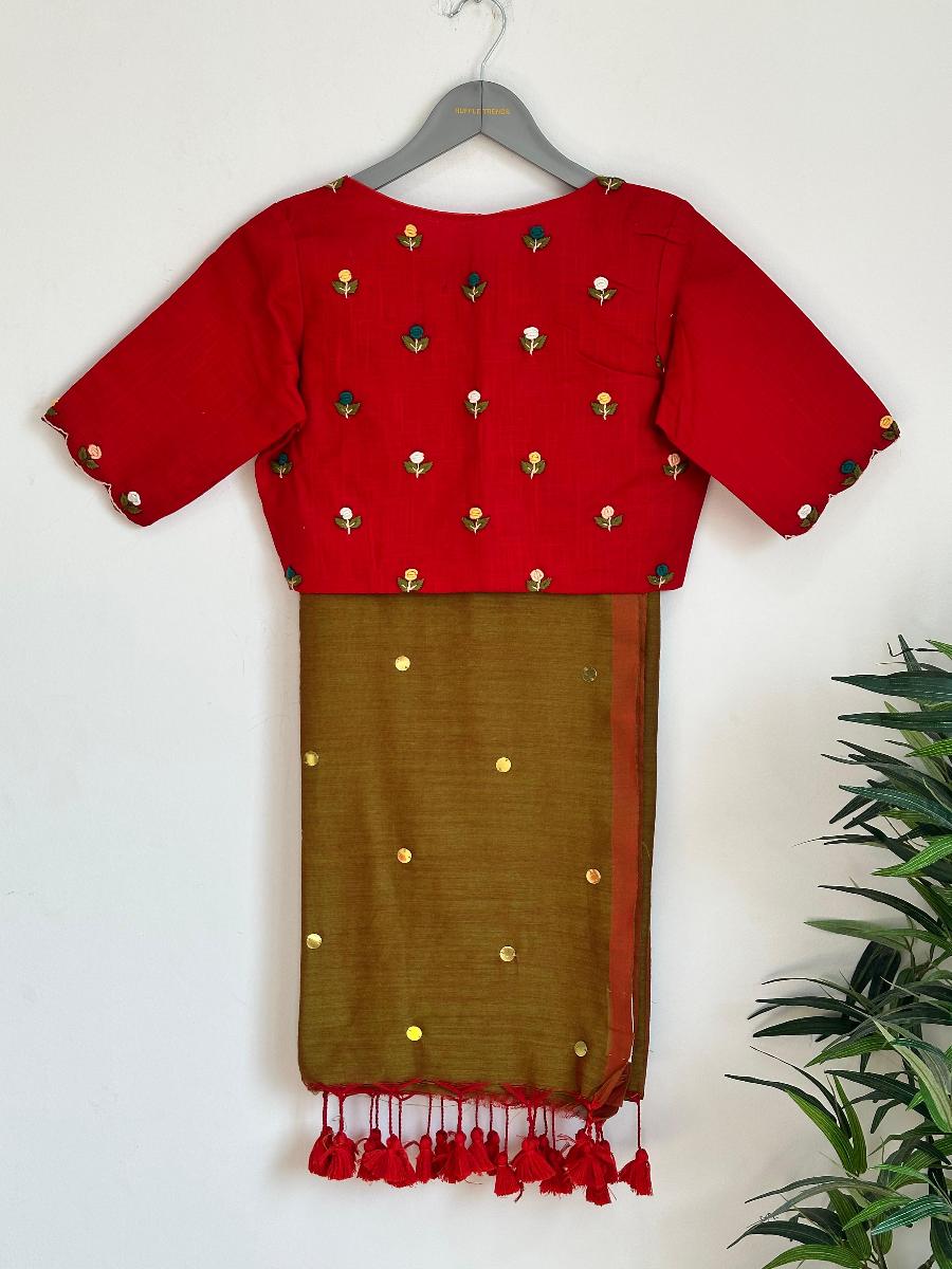 Diva Mirror Khadi With Ready Wear Blouse  