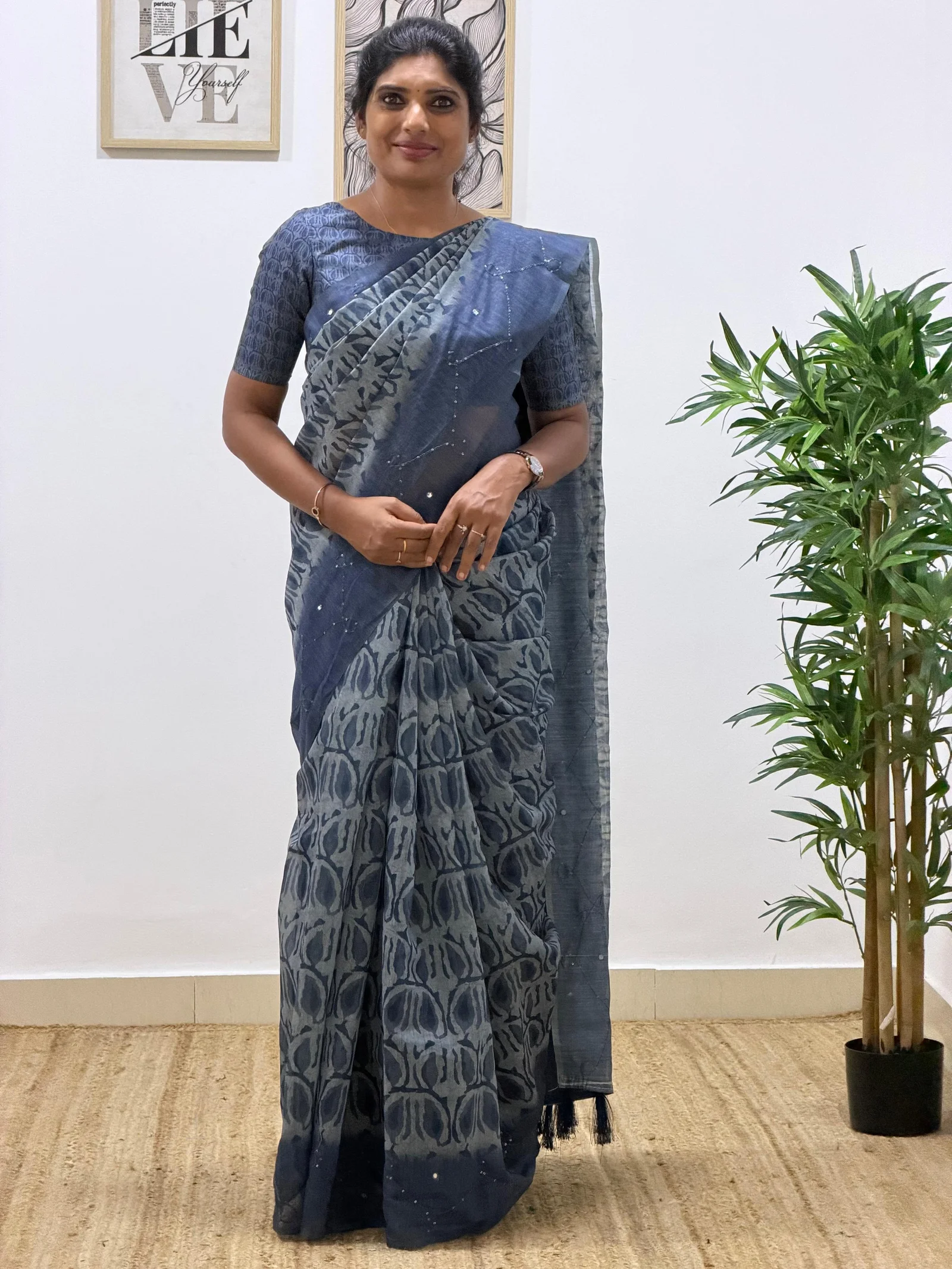 Mirror Chanderi With Ready Wear Blouse 