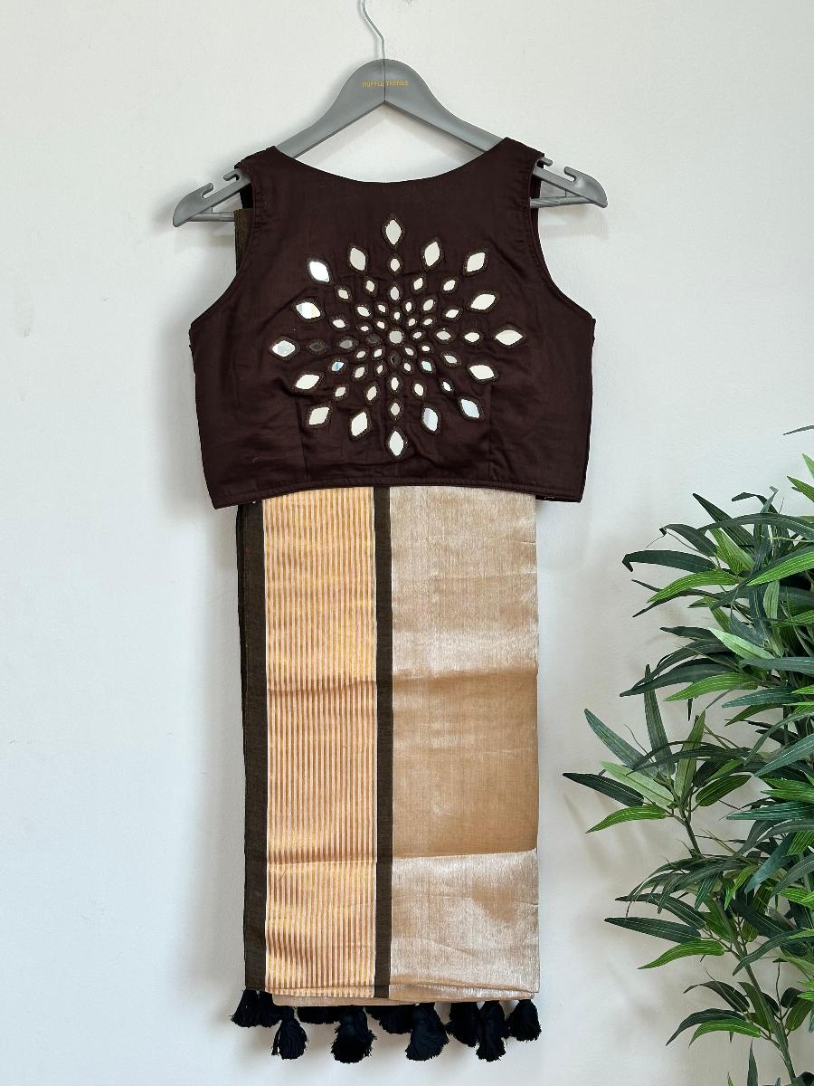 Tissue Khadi With Ready Wear Blouse 