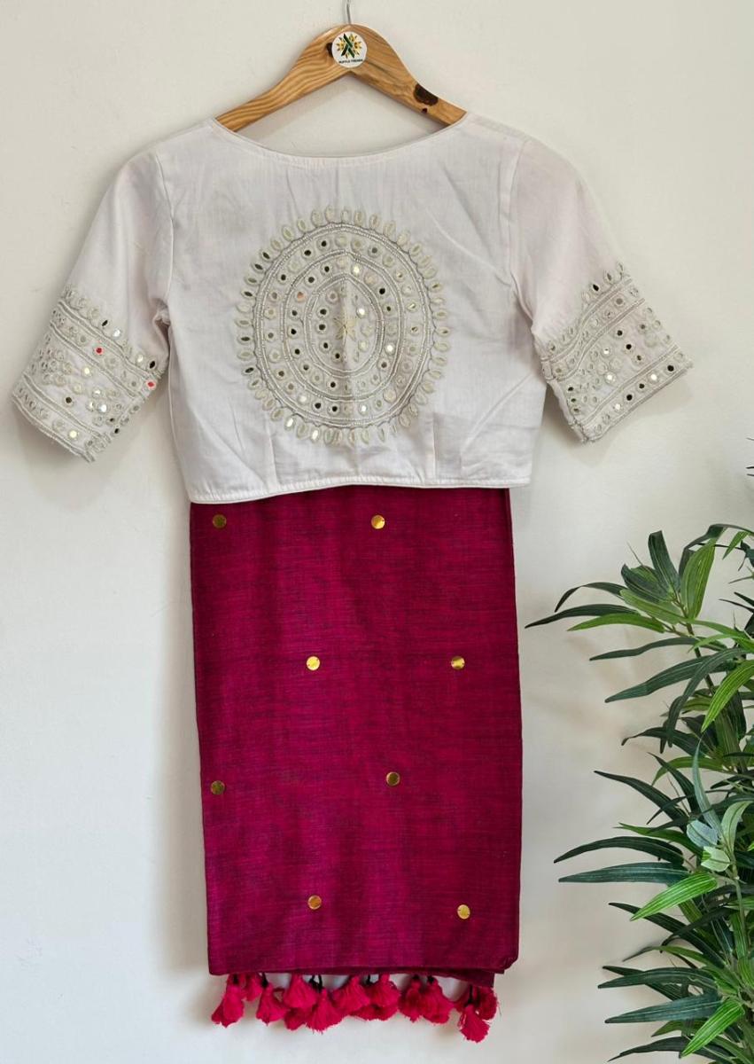 Diva Mirror Khadi With Ready Wear Blouse   