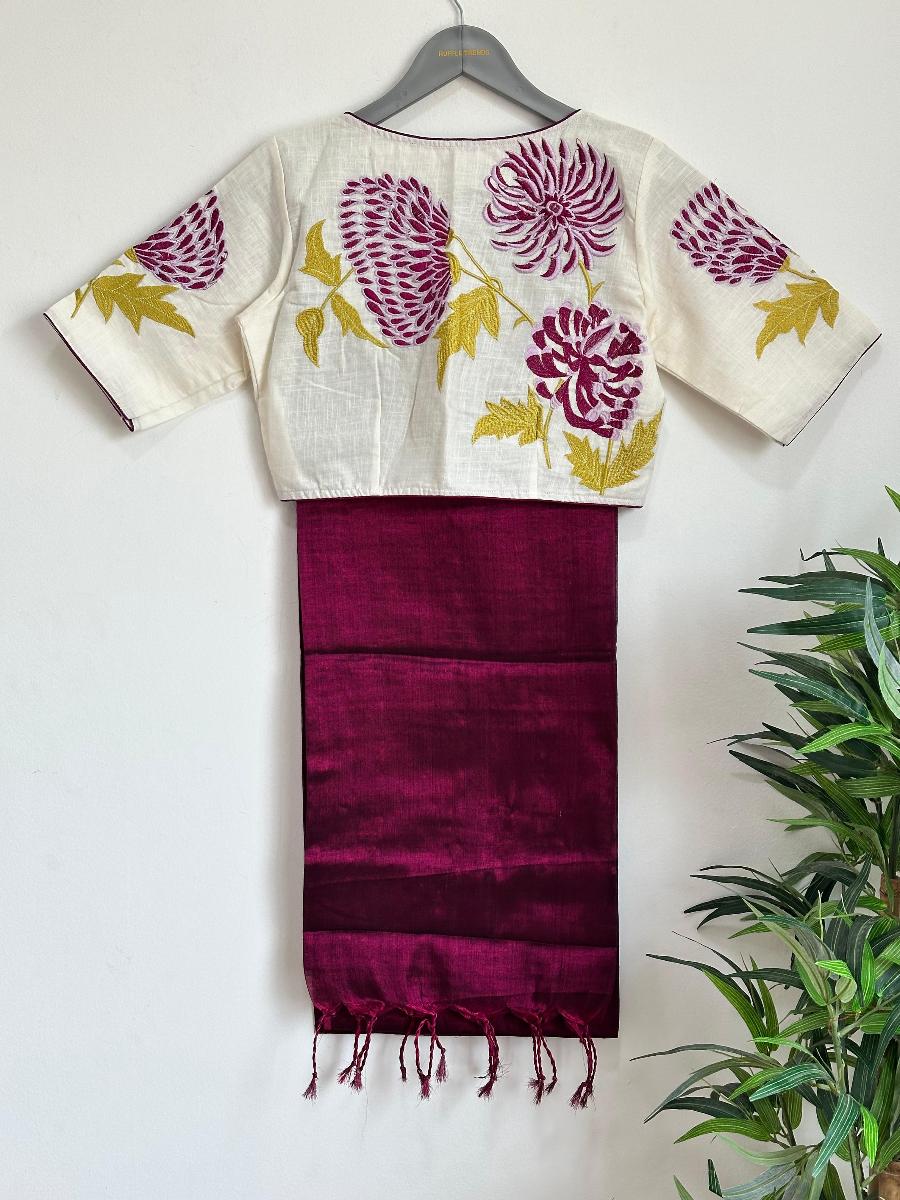 Tissue Khadi With Read Wear Blouse 