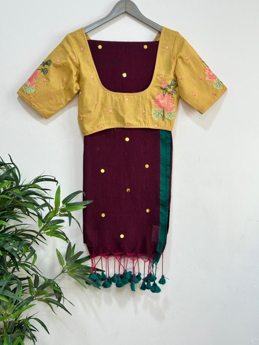 Diva Mirror Khadi With Ready Wear Blouse  