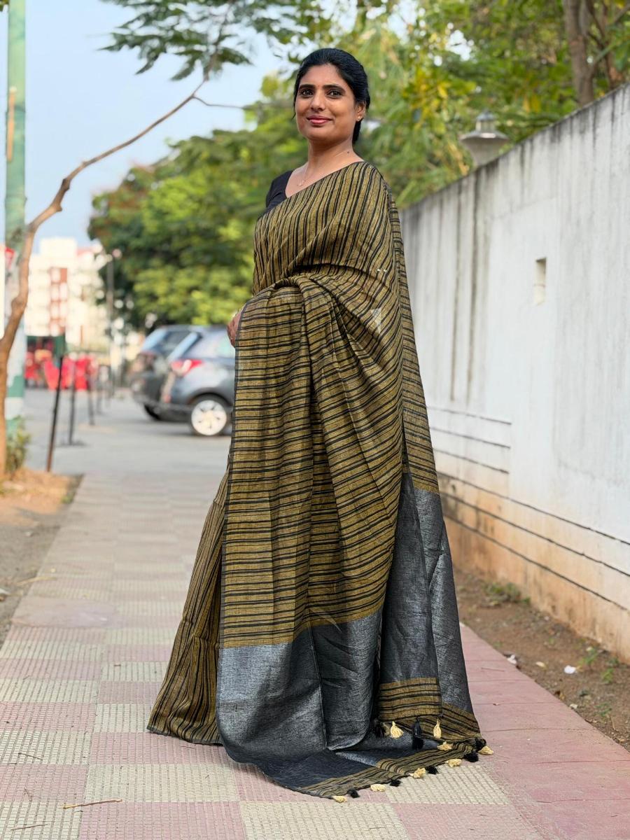 Premium Linen With Ready Wear Blouse   