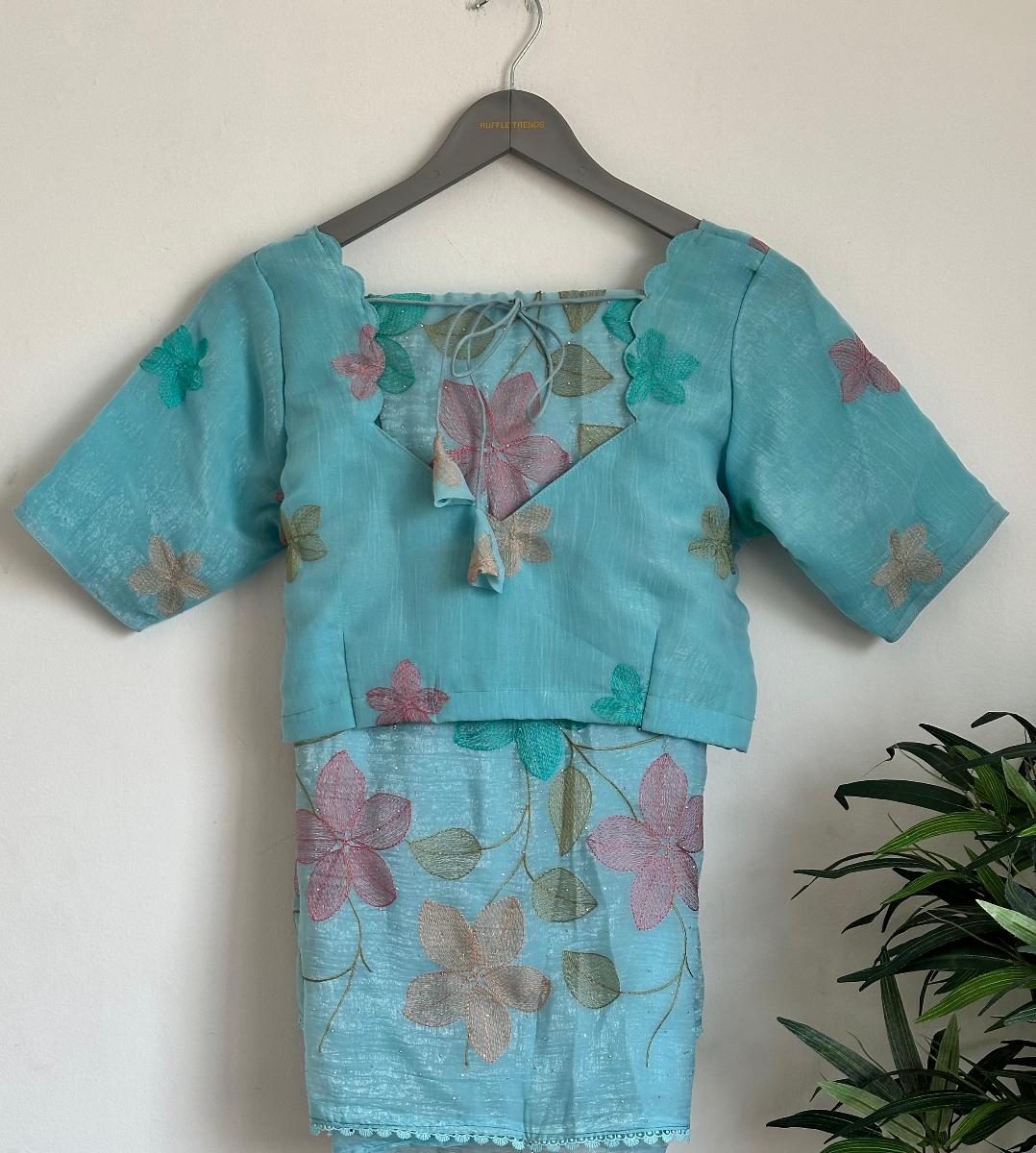 Crush Chiffon With Ready Wear Blouse