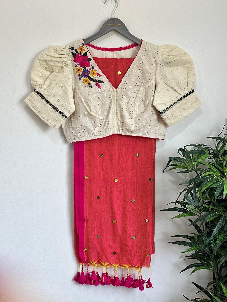 Diva Mirror Khadi With Ready Wear Blouse  