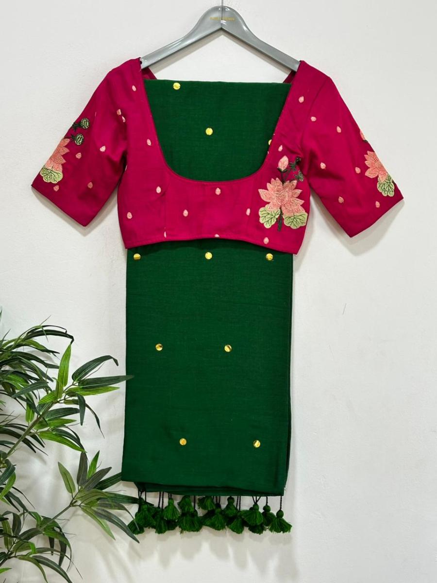 Diva Mirror Khadi With Ready Wear Blouse  