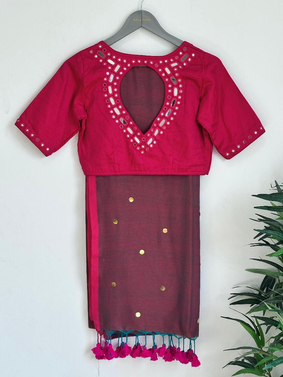 Diva Mirror Khadi With Ready Wear Blouse     