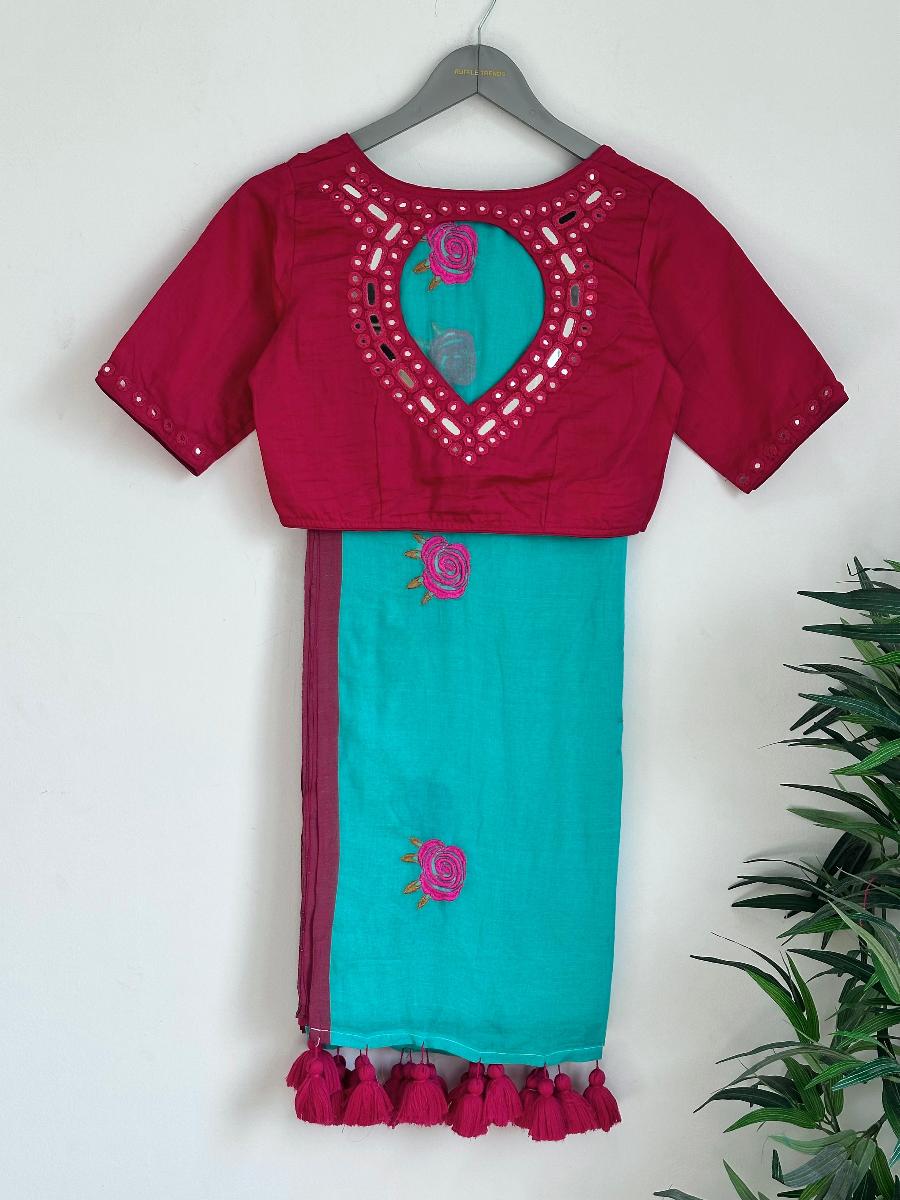 Embroidery Mul Cotton With Read Wear Blouse  