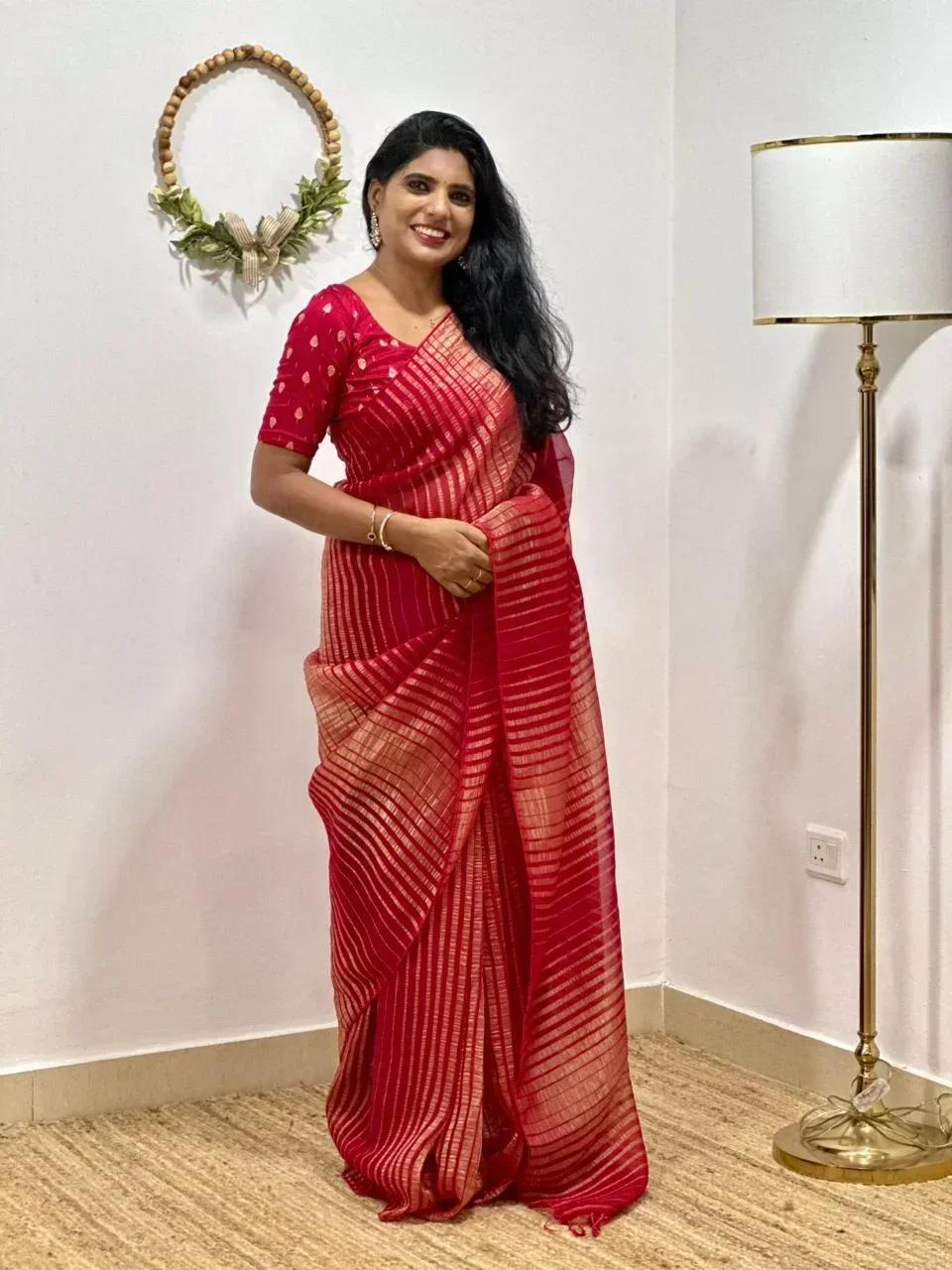  Organza Georgette With Ready Wear Blouse 