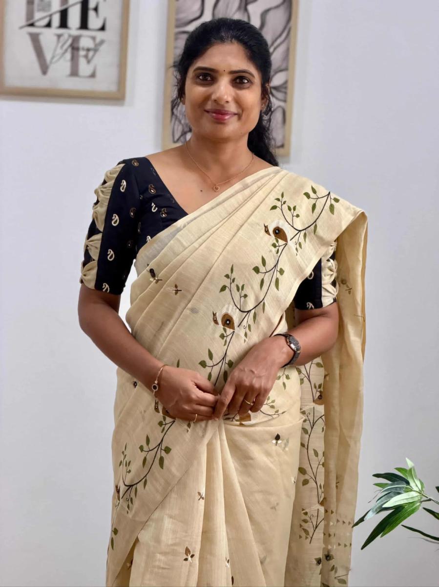 Mirror Linen With Ready Wear Blouse 