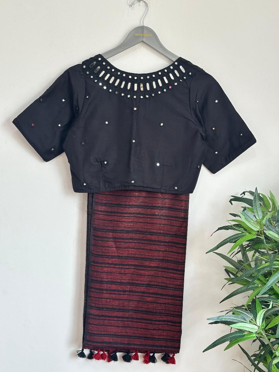 Premium Linen With Ready Wear Blouse  
