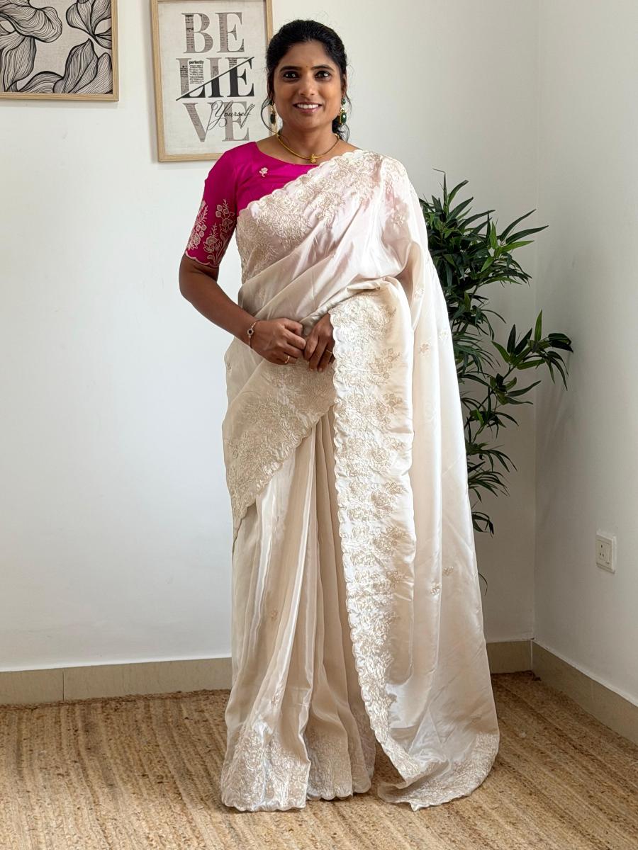 Satin Silk With Ready Wear Blouse 